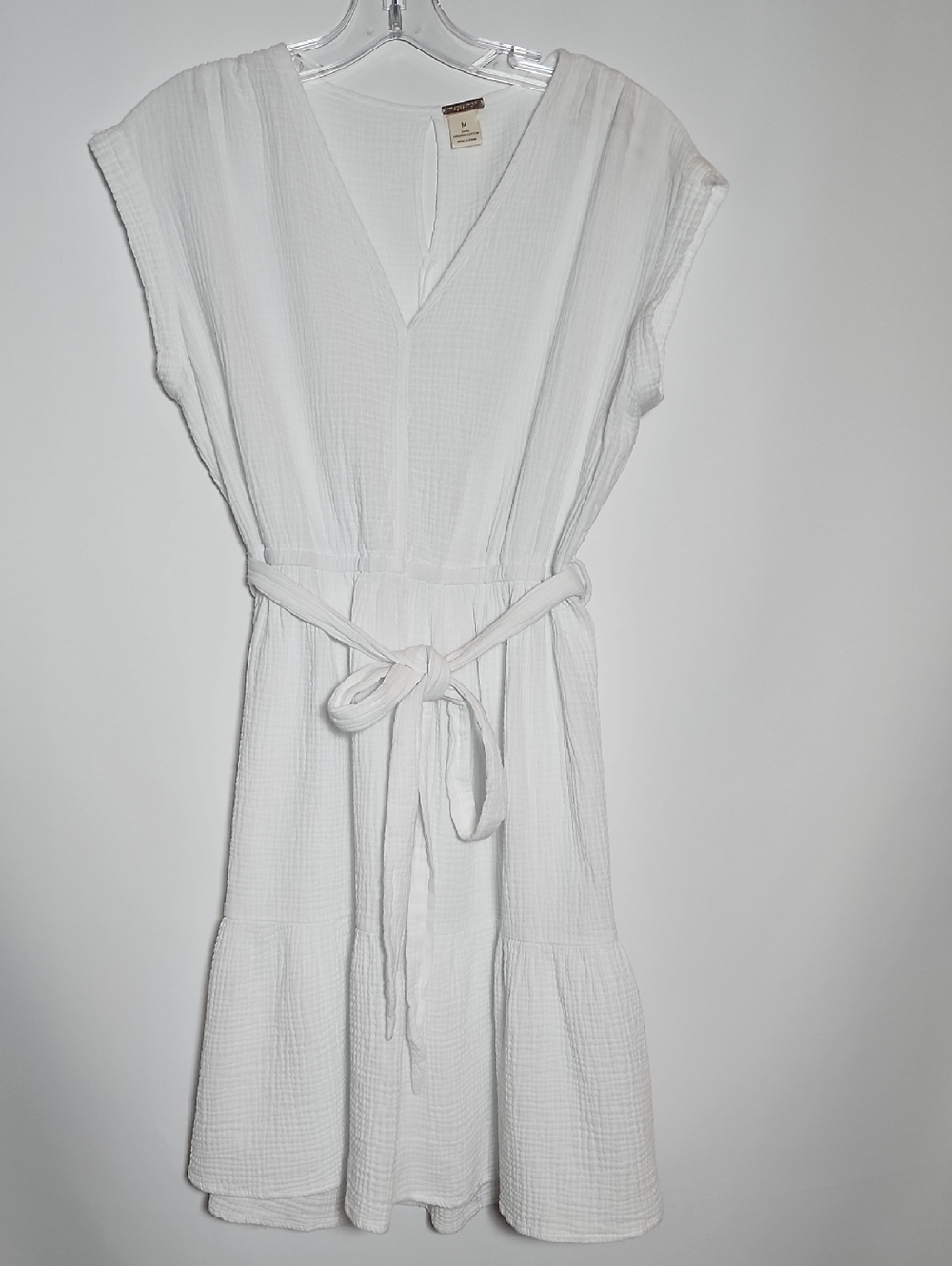 Magaschoni | White V-Neck Belted Midi Dress